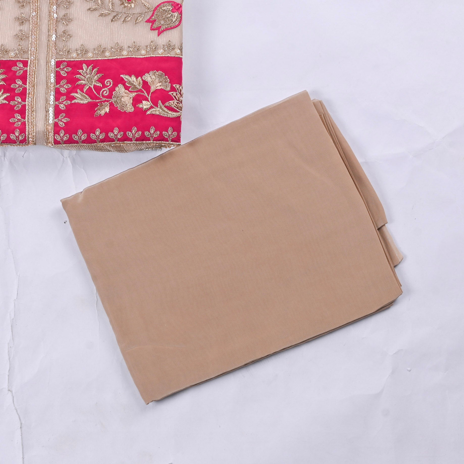 Crush Beige Pink Unstitched Suit