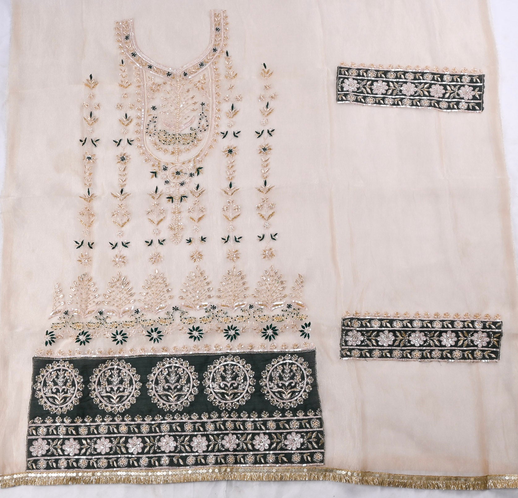Glass Shimmer Beige Unstitched Suit