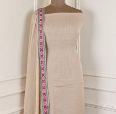 Mul Cotton Beige Unstitched Suit