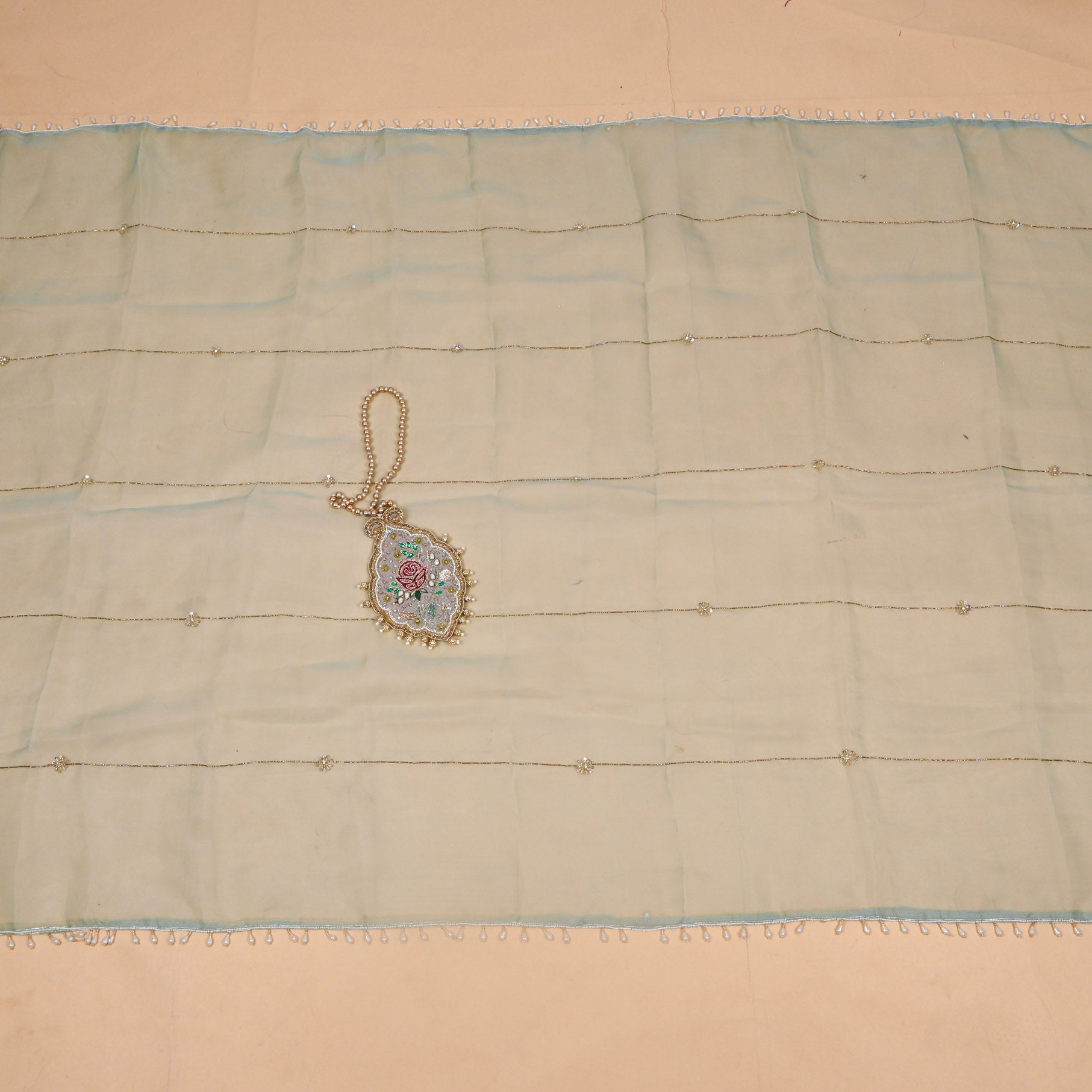 Organza Sky Blue Unstitched Suit