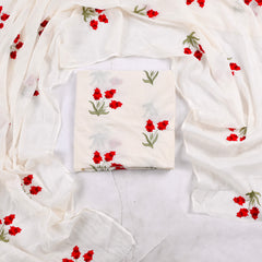 Cotton White Unstitched Suit