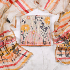 Mul Cotton Peach Unstitched Suit