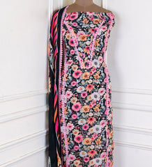 Twill Cotton pink Unstitched Suit