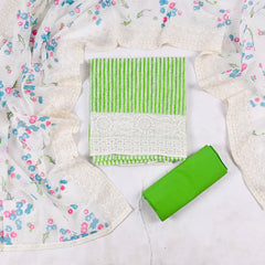 Chanderi Silk Parrot Green Unstitched Suit