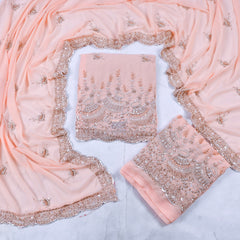 Georgette Peach Unstitched Suit