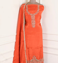 Silk Orange Unstitched Suit