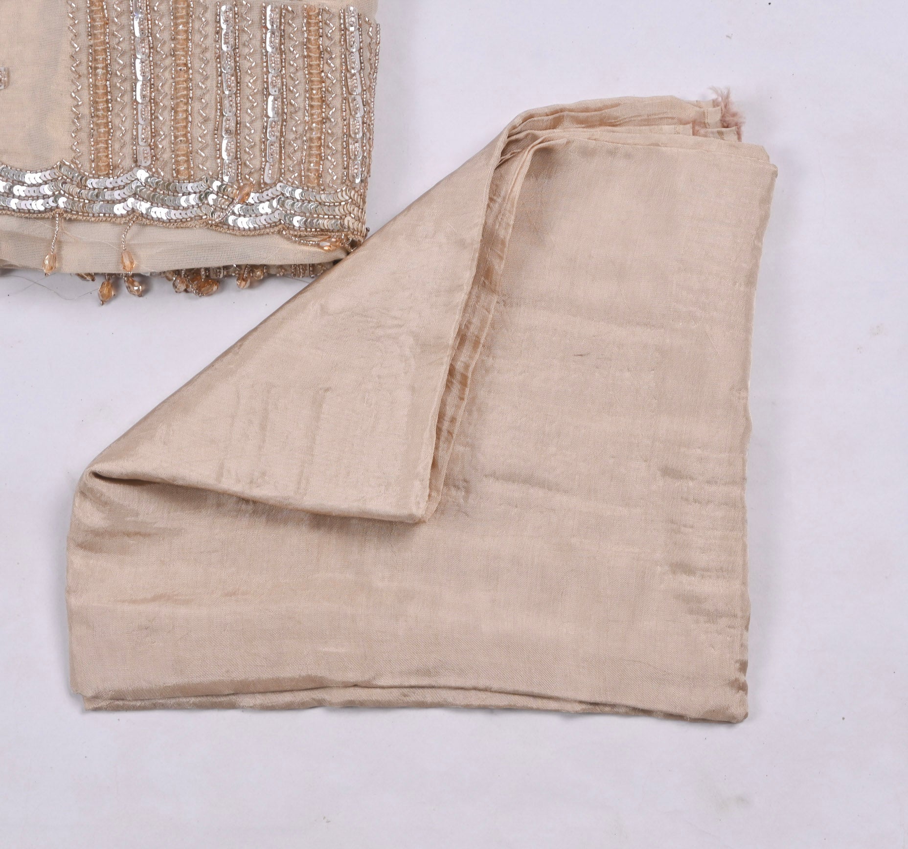 Glass Shimmer Cream Unstitched Suit