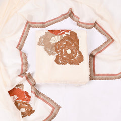 Organza White Unstitched Suit