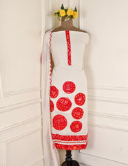 Kora Cotton White Unstitched Suit