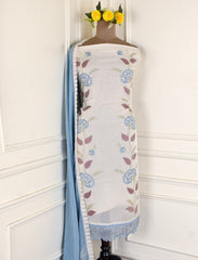 Organza Off White Unstitched Suit