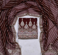 Raw Silk Brown Unstitched Suit