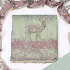 Organza Pista Green Unstitched Suit