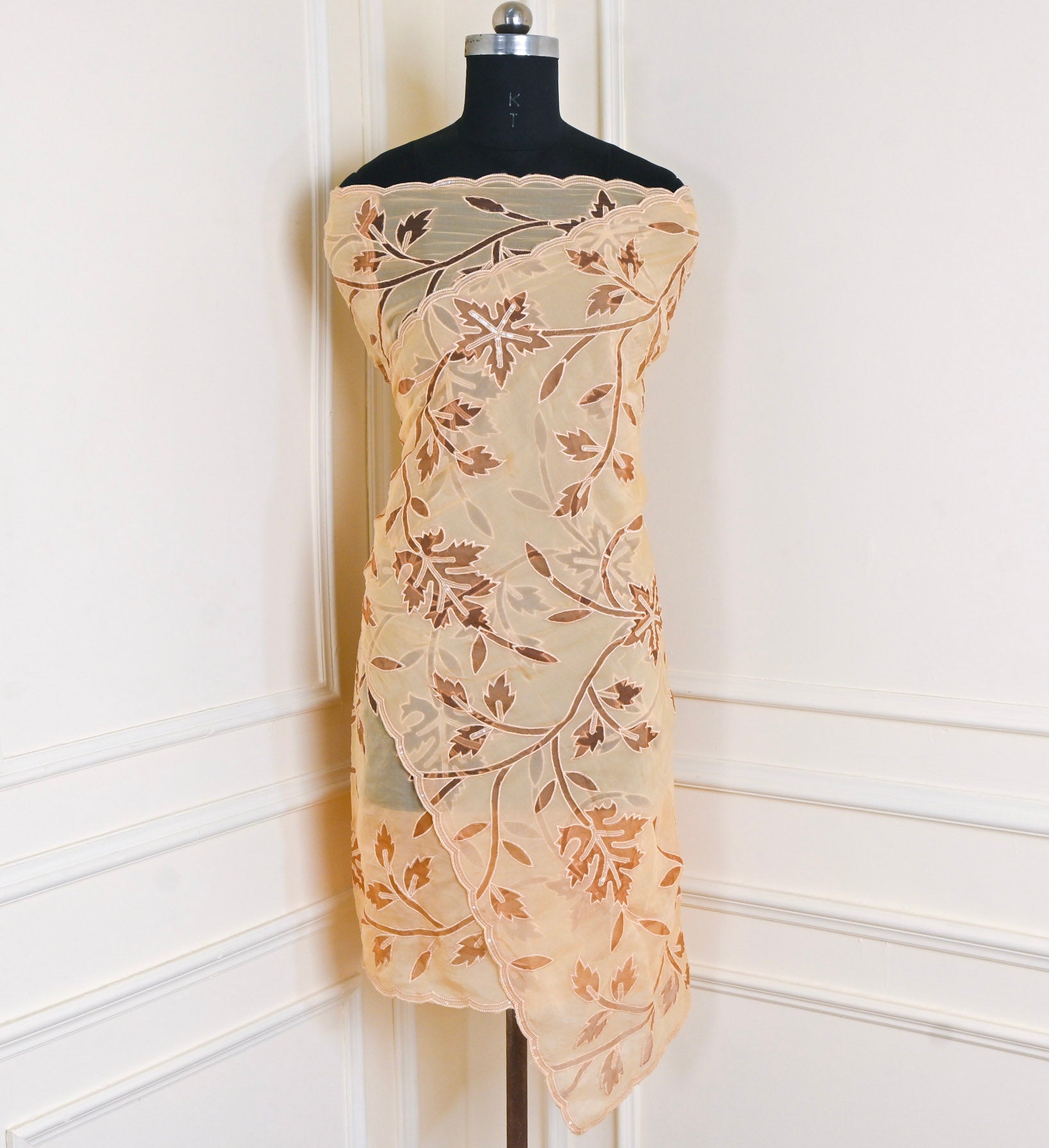 Organza Beige Unstitched Suit