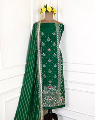 Khadi Green Unstitched Suit