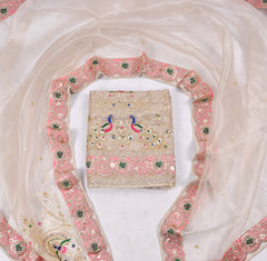 Glass Shimmer Off-White Unstitched Suit