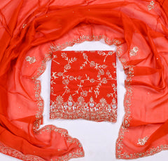 Crepe Orange Unstitched Suit