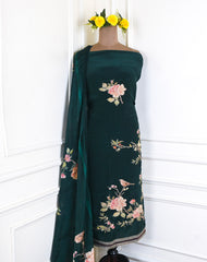 Crepe Green Unstitched Suit