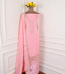 Organza Pink Unstitched Suit