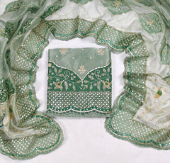 Glass Shimmer Mint Green Unstitched Suit
