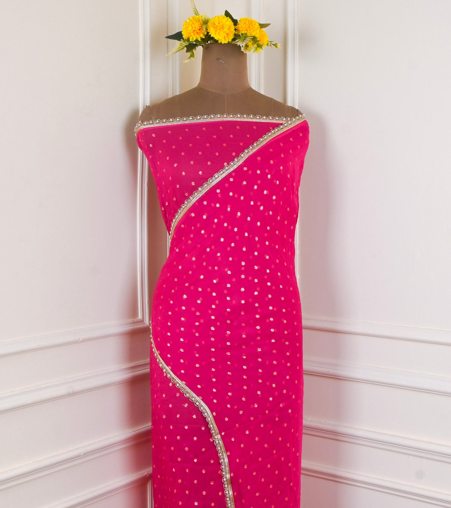 Crepe Pink Unstitched Suit