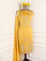 Gavadin Silk Yellow Unstitched Suit