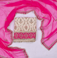 Organza Pink Unstitched Suit