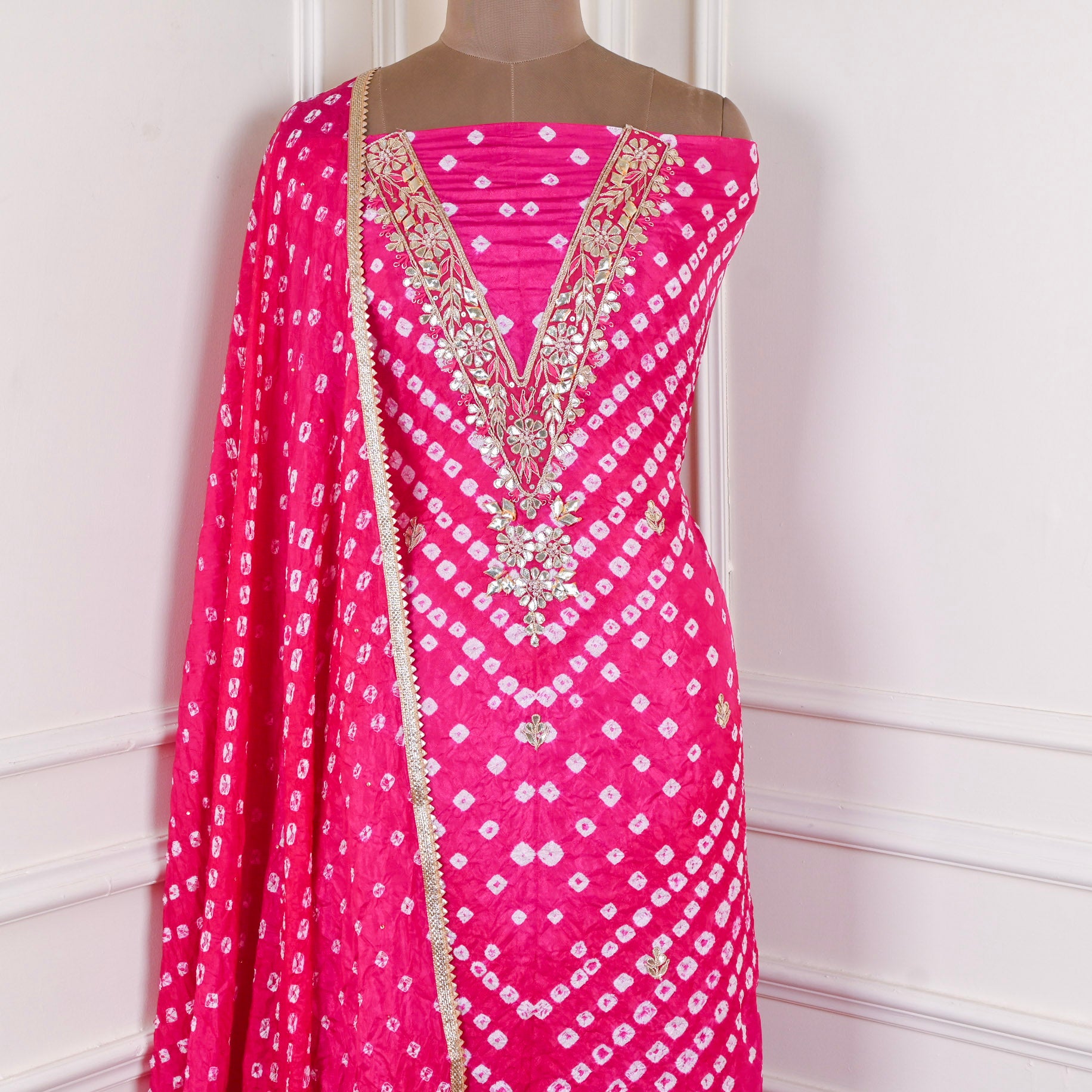 Muslin Pink Unstitched Suit
