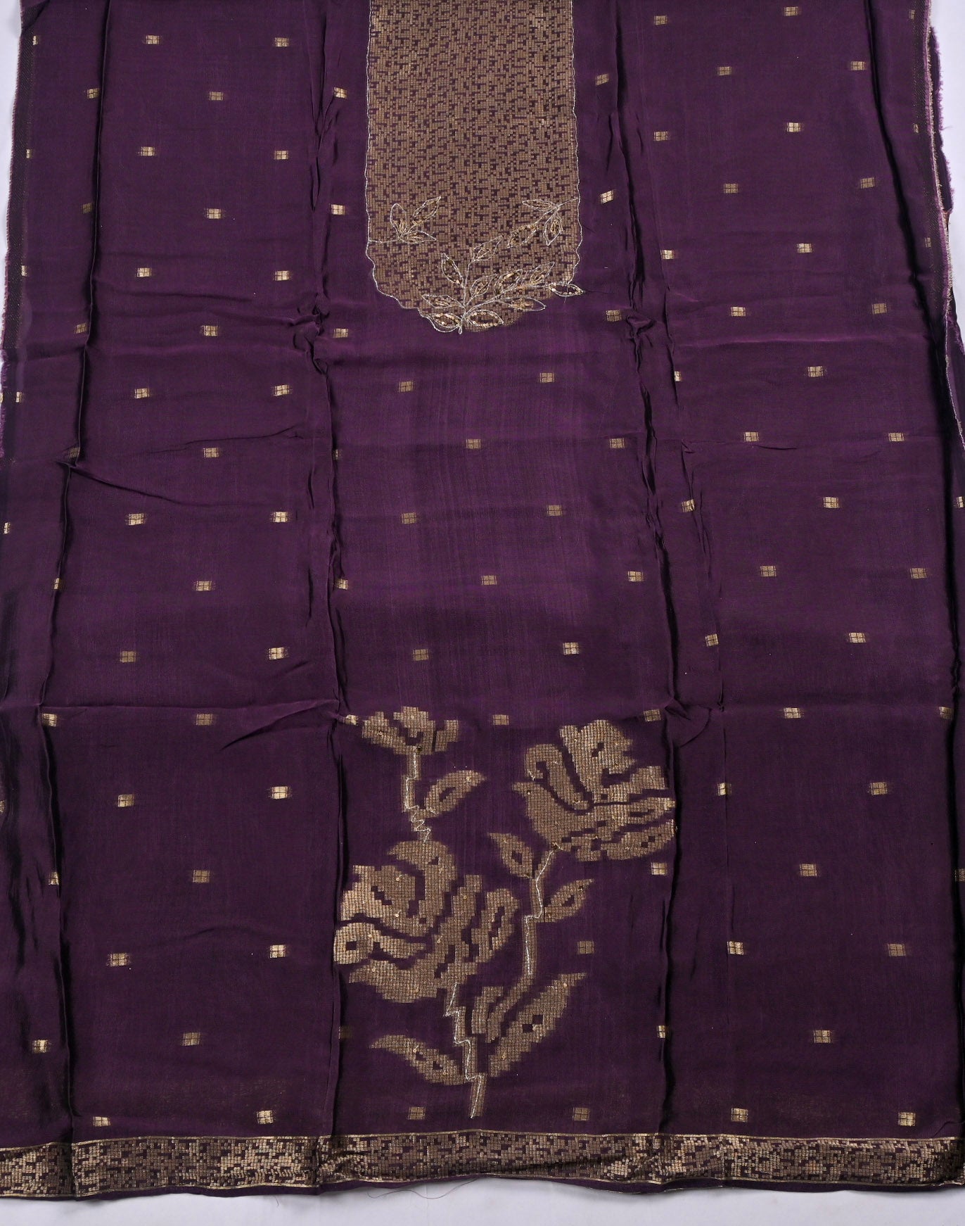 Banarasi Silk Purple Unstitched Suit