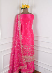 Glass Shimmer Pink Unstitched Suit