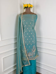 Shimmer Ferozi Unstitched Suit