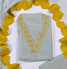 Shimmer Sky Blue Unstitched Suit