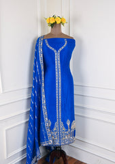 Khadi Blue Unstitched Suit
