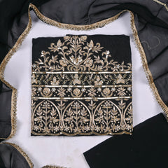 Organza Black Unstitched Suit