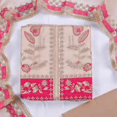 Crush Beige Pink Unstitched Suit