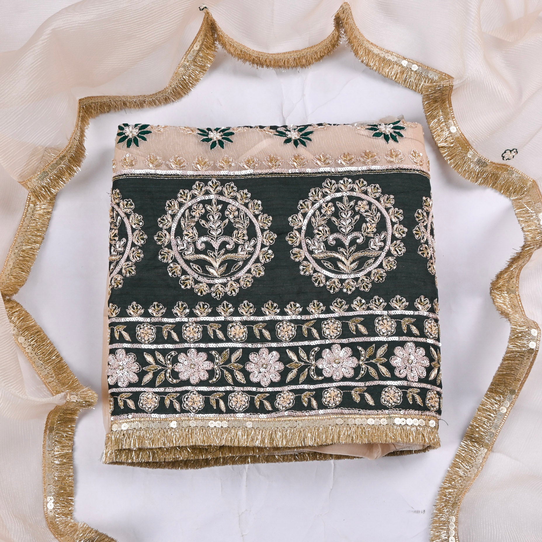 Glass Shimmer Beige Unstitched Suit