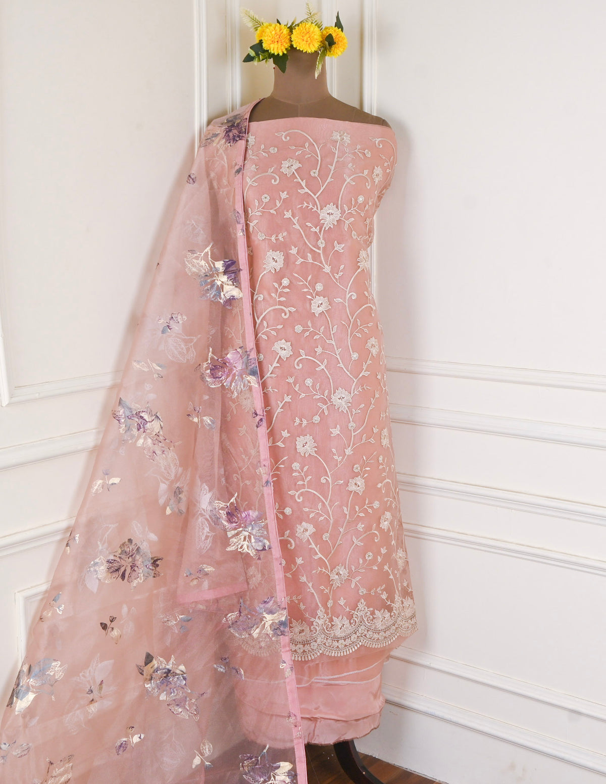 Glass Peach Unstitched Suit