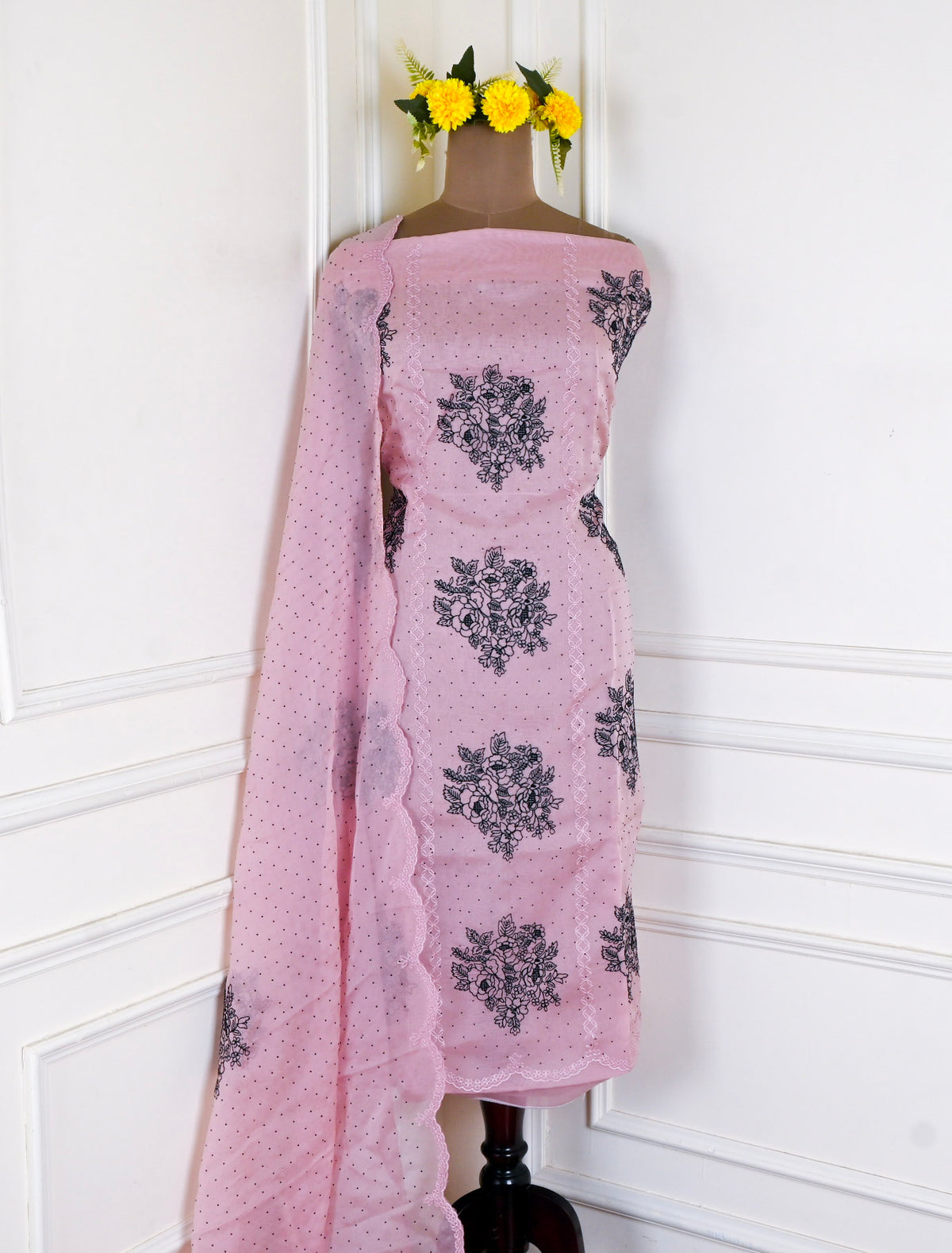 Organza Pastel Pink Unstitched Suit