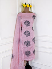 Organza Pastel Pink Unstitched Suit