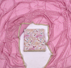 Crepe Pink Unstitched Suit