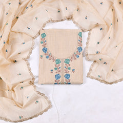 Mul Cotton Beige Unstitched Suit