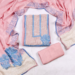 Mul Cotton Pink Unstitched Suit