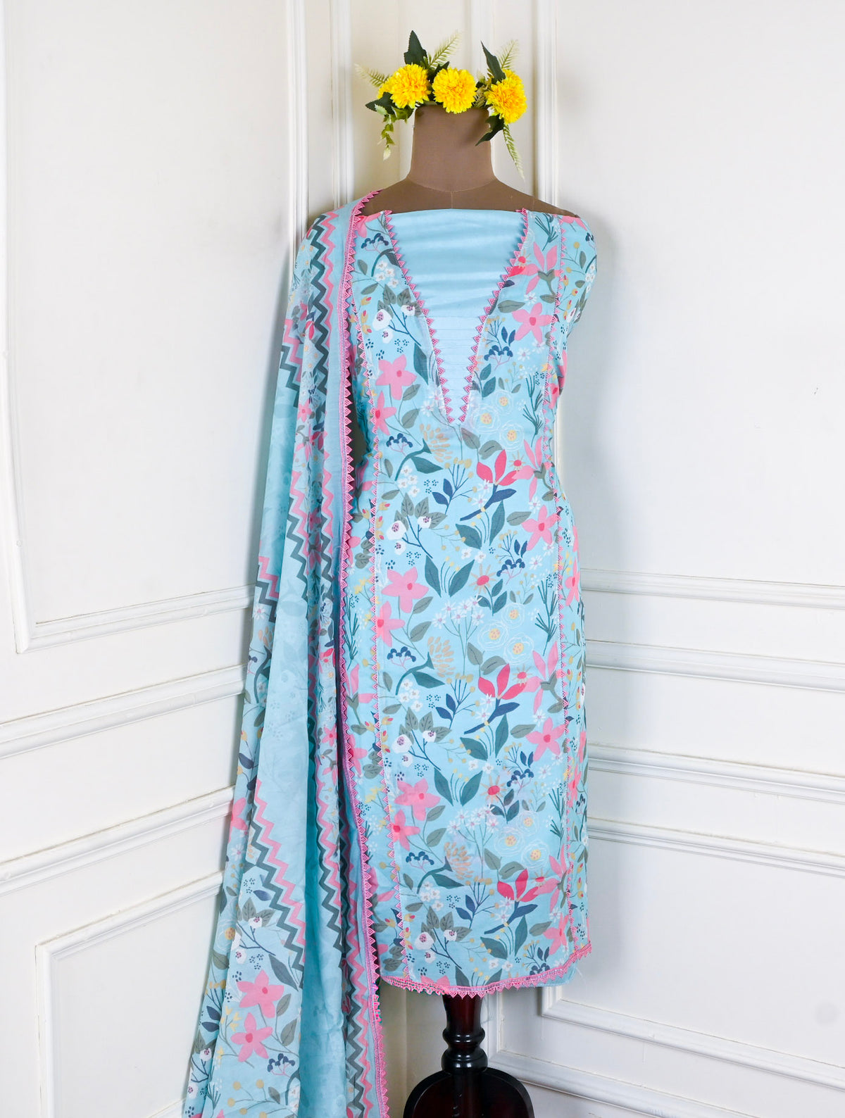 Muslin ferozi Unstitched Suit