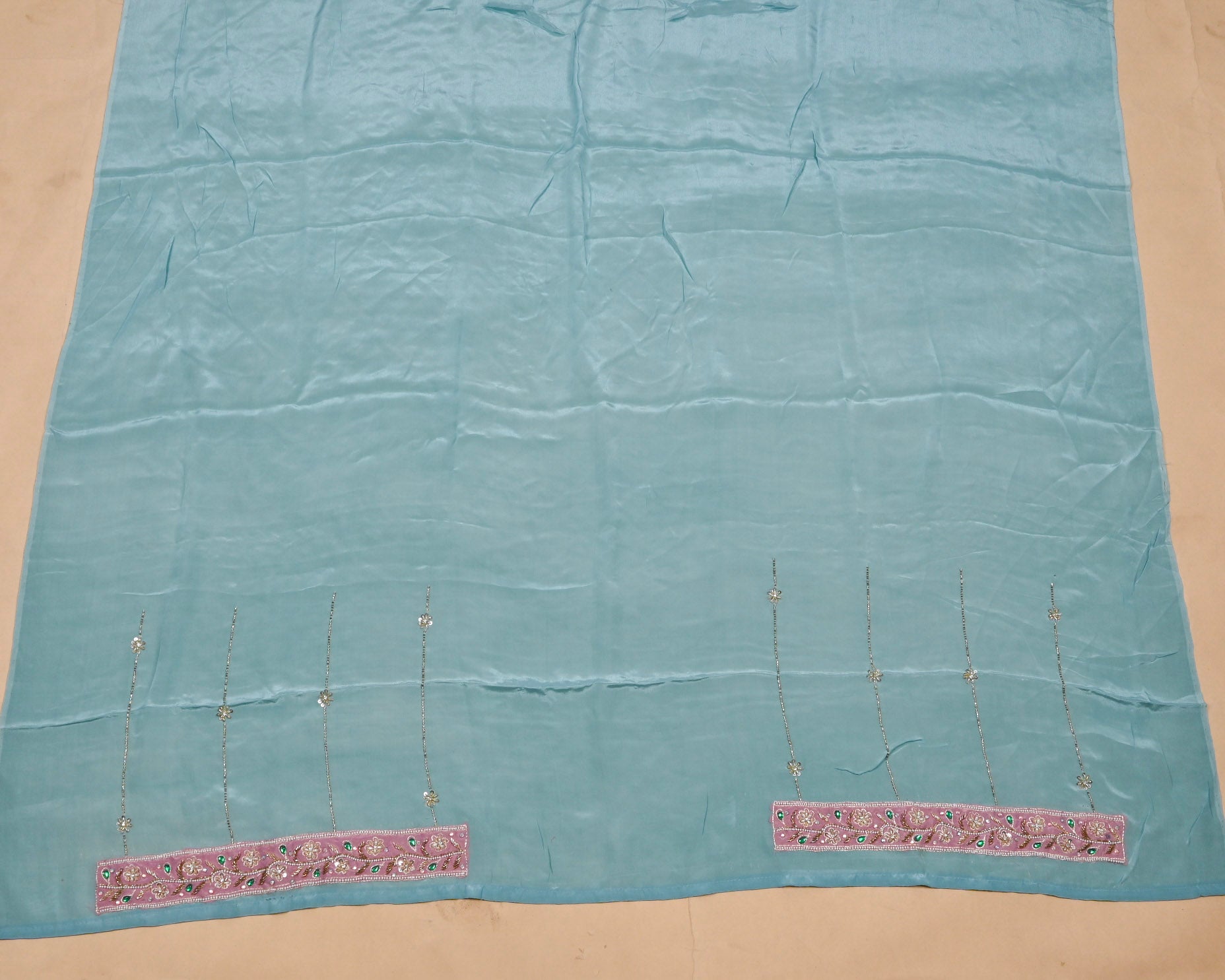 Organza Sky Blue Unstitched Suit
