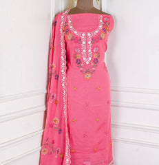 Mul Cotton PInk Unstitched Suit
