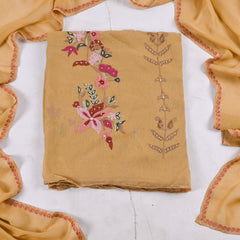 Georgette Mustard Yellow Unstitched Suit