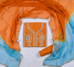 Khadi Yellow Mustard Unstitched Suit