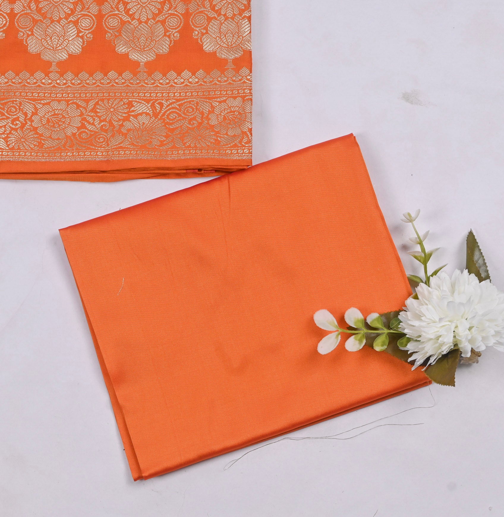 Silk Orange Unstitched Suit