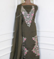 Organza Grey Unstitched Suit