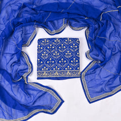 Organza Blue Unstitched Suit