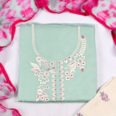 Organza Pista Green Unstitched Suit